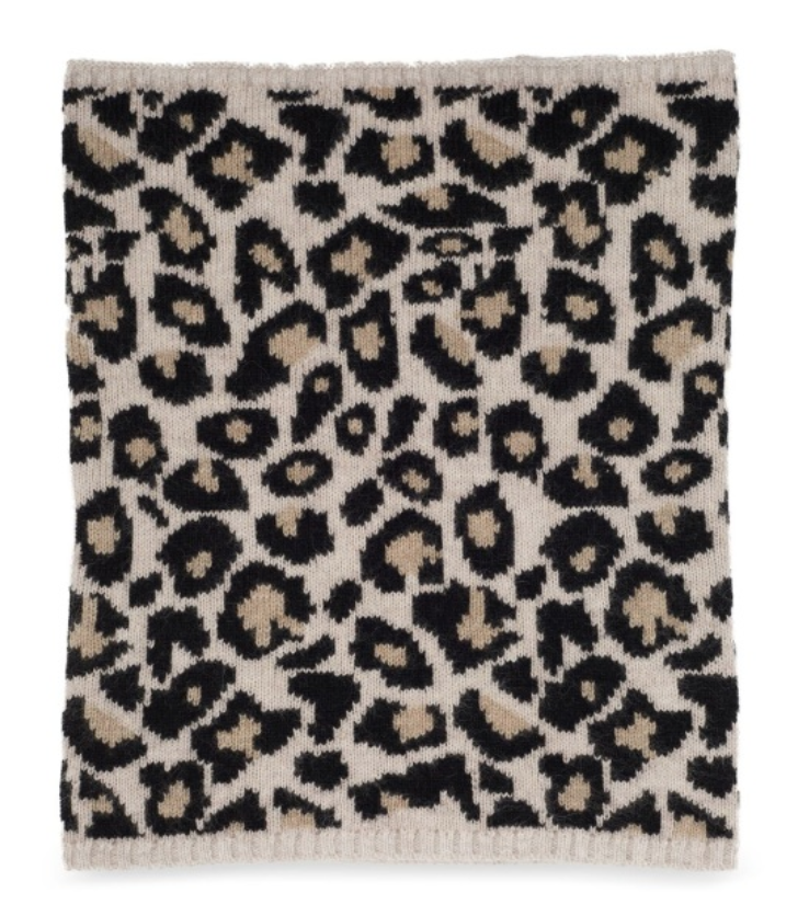 Cashmere outlet leopard print snood & wrist warmers