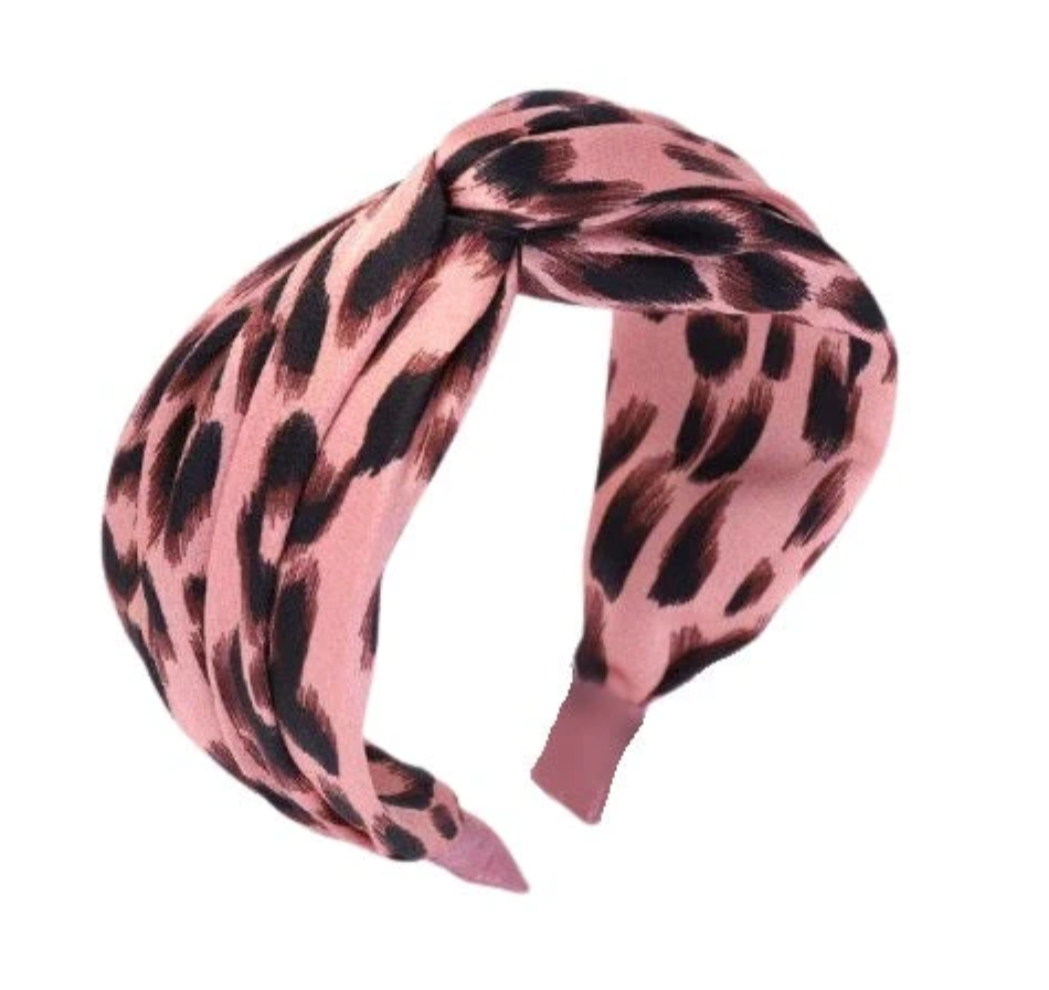 Pink leopard headband